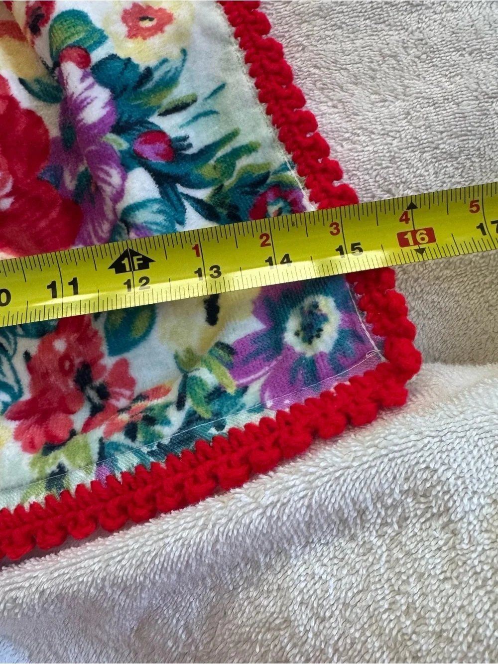 Pioneer Woman Floral Red Crochet Hanging Kitchen Towel